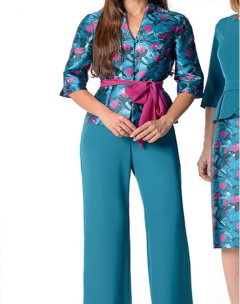 263095-CONJ. CUERPO M/FRANCESA MIKADO ESTAMPADO CON PANTALÓN Y LAZO A CONTRASTE