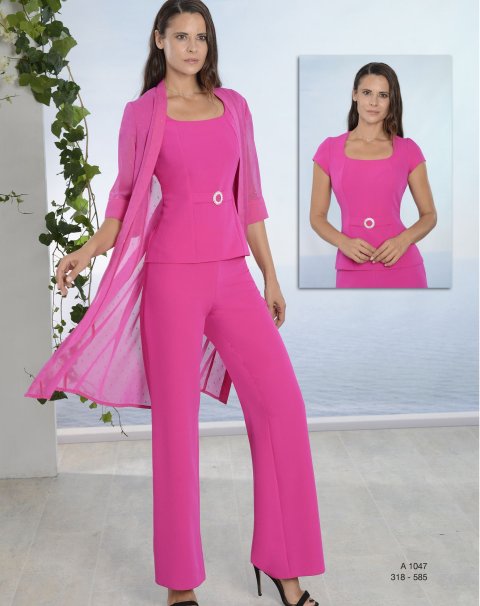 318-585 CONJ. CUERPO Y PANTALÓN, MANGA CORTA Y ADORNO HEBILLA