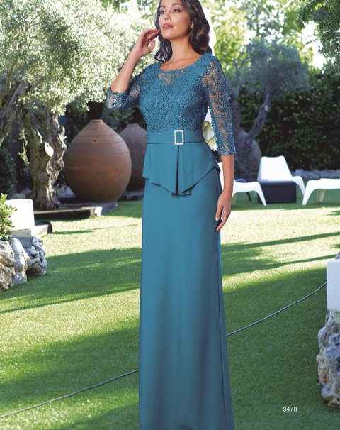 9478 - VESTIDO LARGO TUL BORDADO CON LENTEJUELAS